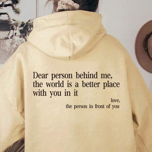 Abbigliamento di Marca all'Ingrosso <span class=keywords><strong>Felpa</strong></span> Bianca a Maniche Lunghe Casual alla Moda Stampata da <span class=keywords><strong>Donna</strong></span> Oversize Tinta Unita con Cappuccio - Product Image 2