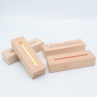 Présentoir artisanal en acrylique à faire soi-même |   Support d'éclairage d'ambiance personnalisé en gros, base en bois massif rectangulaire décorative avec LED