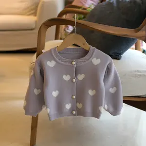 सनी बेबी 2022 नई बच्चे लड़की Sweatshirt के दिल पैटर्न लंबी आस्तीन बच्चा लड़की कार्डिगन स्वेटर