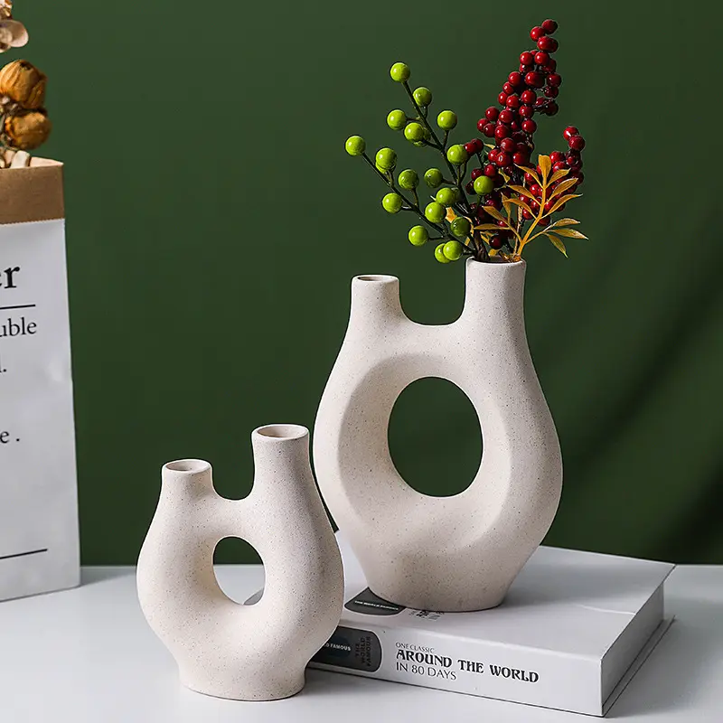 Keramik einfach gebrannte Vase Kreative minimalist ische nordische Wind Hydro ponik Blumen trockner Geschenk Handwerk nach Hause schöne Größe weiße Vase