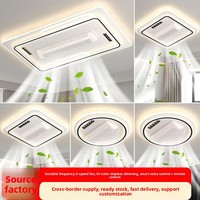 Ventilateur de plafond carré moderne sans pales encastré intelligent à six vitesses, ventilateur d'air décoratif d'intérieur pour la maison et le salon