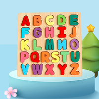 Jeu de puzzle en bois Montessori avec chiffres et lettres, planche de comptage alphabétique pour enfants d'âge préscolaire