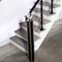 Kit de rampe d'escalier intérieure moderne en PVC polymère, main courante en aluminium brossé massif, poteau en acier avec joints en acier inoxydable