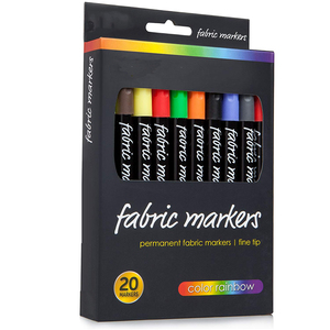 Hot Selling 20-Color T-shirt <b>Fabric</b> Marker <b>Pen</b> Non-Washable Permanent With Flat and Oblique Brush Tips - Product Image 2