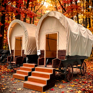 Carroza de Lujo Vintage de 4 Ruedas para Camping al Aire Libre con Estructura de Acero y Tienda de Campaña de Madera para Glamping al por Mayor - Product Image 1