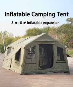 YOLO IT011 8+8 Tente de camping gonflable à ouverture automatique rapide, imperméable, quatre saisons, en tissu Oxford vert, deux chambres, séjour - Product Image 2