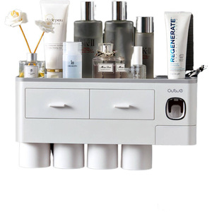 Magnetic Bathroom Accessories Automatic Toothpaste Squeezer Dispenser Toothbrush Holder For Home Bathroom Sets Storage