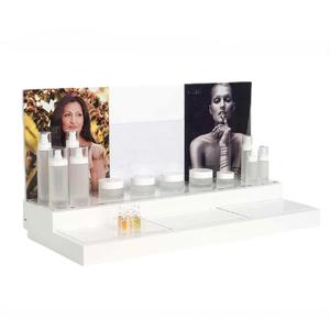 Nhà máy tùy chỉnh Trắng Acrylic đôi sàn chăm sóc da hiển thị đứng trong suốt Acrylic trở lại vẻ đẹp cửa hàng truy cập hiển thị dài Đứng - Product Image 1