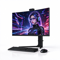 Nieuwe aanwinst: 34 inch zwarte gebogen all-in-one pc met verstelbare/draaibare voet en verborgen camera voor kantoor, zakelijk gebruik en gaming
