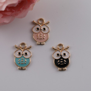Pendentif hibou en alliage, accessoires de bijoux DIY, couleurs rose, bleu, noir pour boucles d'oreilles, bracelets, colliers - Product Image 5