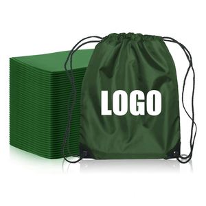 Sacs en tissu à cordon de serrage, grands, verts, tendance, pour le sport, les voyages et les activités de plein air, avec logo personnalisé imprimé - Product Image 1