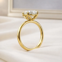 Anillo de Compromiso con Diamante Cultivado en Laboratorio de 0.5-3CT, Corte Ovalado, Cuatro Puntas, Tipo Pétalo, Oro Sólido de 10K/14K/18K, Certificado IGI, CVD/HPHT, Personalizado