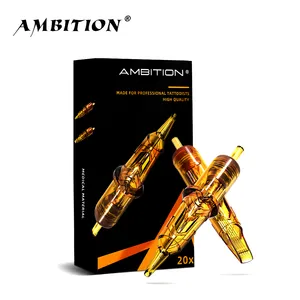 Ambition 20pcs Gold RL Tattoo Cartridge Needles Disposable Sterilized Safety RM RS Tattoo Needle for Cartridge Machines Grips