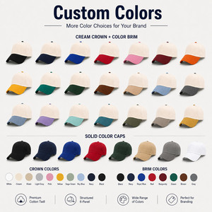 Custom Logo 6-Panel Baseball Cap Structured Fit Contrast Visor Premium Cotton Wholesale Adjustable <b>Sun</b> <b>Hat</b> Ivory Tan - Product Image 2