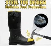 Bottes en caoutchouc à embout d'acier Trudave pour hommes, avec semelle intermédiaire en PU antidérapante et imperméable, doublure en fourrure, durables pour la boue, la chasse, le travail et la pluie