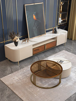 Desain Unik Modern Kayu Nordic Marmer Penyimpanan Ruang Kantor Perabot Rumah Tv Pintar Kabinet Konsol dengan Cahaya