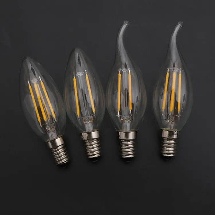 Vendor best selling 2W CA35 candle shape bulb filament transparent glass lighting bulb