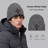 Bonnet unisexe en tricot croisé, style streetwear, en acrylique, pour l'hiver, pour hommes, femmes, couples, tendance, chaud, décontracté, à revers