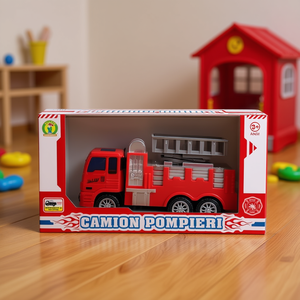 Camion de pompiers en plastique, jouet à friction, échelle 1:20, 27x14x10 cm, MAZZEO GIOCATTOLI, pour enfants de 3 ans et plus - Product Image 3
