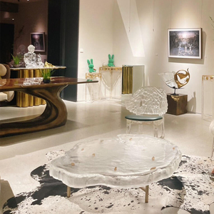Mesa de centro transparente asimétrica moderna diseño creativo para mesa de té de lujo Panel pequeño apartamento muebles de sala de estar - Product Image 4