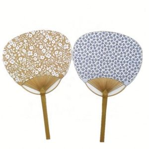 Factory Design Duplex Print <b>Pattern</b> Summer Bamboo Hand <b>Paper</b> Fan With Round Handle Paddle Fan Custom for Promotion Decoration - Product Image 1
