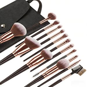 ชุดแปรงแต่งหน้าวีแกนขายส่งสำหรับอายแชโดว์ ชุดแปรงแต่งหน้าระดับมืออาชีพ รับผลิตแบรนด์ส่วนตัว สีดำน้ำตาล ชุดแปรงแต่งหน้า 15 ชิ้น - Product Image 1