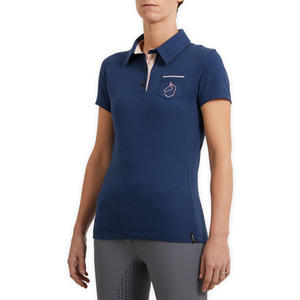 POLO de manga corta para montar a caballo para mujer, azul - Product Image 3