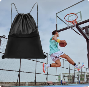 לוגו מותאם אישית מכירות פוליאסטר שרוך תיק ניילון חדר כושר נעלי כדורסל חוף תרמיל גב ספורט - Product Image 4