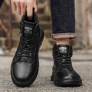 Bottes Chelsea noires en cuir synthétique à lacets pour <span class=keywords><strong>homme</strong></span>, nouvelle collection automne, couleur unie, vente en gros - Product Image 3
