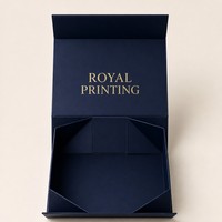 Boîte cadeau en papier bleu marine personnalisée pour l'emballage de bijoux, de vêtements et de produits de vente au détail haut de gamme