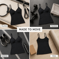 Débardeur de yoga long personnalisé pour femme, col en V, bretelles spaghetti réglables, coupe classique, respirant, sans coutures, pour la gym et l'entraînement