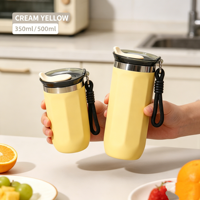Mug isotherme personnalisé en acier inoxydable 304 à double paroi, forme octogonale, avec cordon portable, pour voyage et extérieur