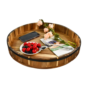 Plateau de service rond classique en bambou écologique, grand format, à un seul niveau, multifonctionnel, pour le salon et la cuisine - Product Image 3