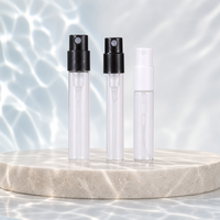 Flacon vaporisateur de parfum miniature en verre prêt à être expédié, 2 ml, 3 ml, 5 ml, flacon d'échantillon de parfum transparent avec bouchon noir et blanc