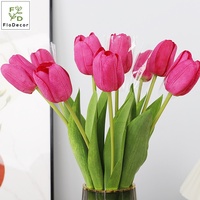 Großhandel 48CM Künstliche Seiden-Latex-beschichtete Lila Einzelne Tulpe mit Echtgefühl für Hochzeit, Zuhause, Restaurant, Party-Dekoration