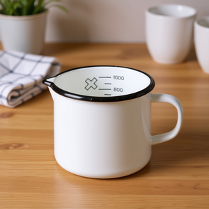 Olla para leche con escala y boquilla 1 L 12 cm esmaltada blanca - Product Image 3