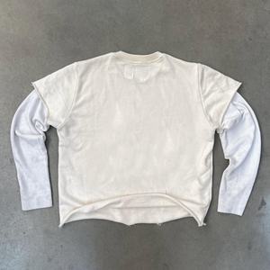 เสื้อยืดแขนยาวผู้ชายทรงโอเวอร์ไซส์ ผ้าคอตตอน 100% แต่งขอบยางยืดสองชั้น สไตล์วินเทจฟอกสีแบบ Stone Wash  รับสกรีนโลโก้ตามแบบ OEM - Product Image 4