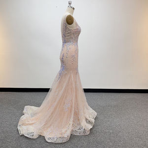 Para Jancember LSMZ20 Elegante Organza Vestidos de fiesta de noche Sin mangas Estilo sirena con volantes y pliegues Decoración Hasta el suelo - Product Image 3