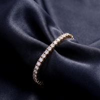 Bracelet tennis en laiton plaqué or, zircone cubique ronde, entièrement serti de pierres, bracelet empilable pour femme, bijoux fins