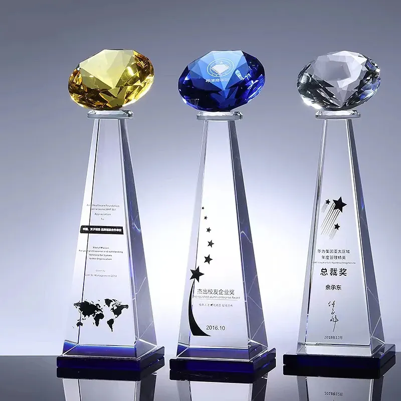 Individuelle bunte Kristall-Diamant-Trophäe Medaillen Sport-Events Auszeichnungen Meister-Geschenke Kristall-Trophäe blanko Diamant-Kristall-Trophäen