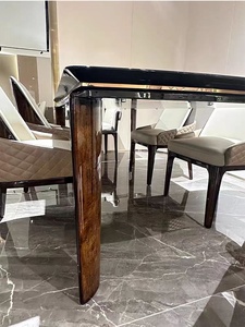 Juego de Mesa de Comedor Rectangular de Diseño Moderno de Lujo Italiano de Alta Gama Furnistyle, 6 Sillas de Comedor para Villa, Madera Natural Sólida para Hoteles - Product Image 4