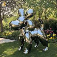 Statues d'animaux en métal au design personnalisé Sculpture de chien en forme de ballon en acier inoxydable à vendre
