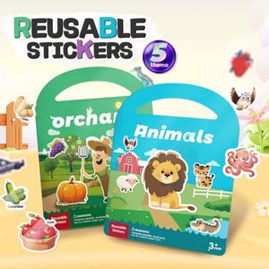 CPC 3D Puffy Sticker Books Sensory Toy Human Body Vehicle Fruit <b>Animals</b> Theme Reusable Jelly Stickers Toy - Product Image 1