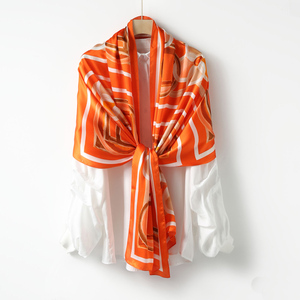 Conception de logo personnalisé impression numérique élégant longs foulards carré <span class=keywords><strong>soie</strong></span> Satin châle écharpe pour les femmes - Product Image 6