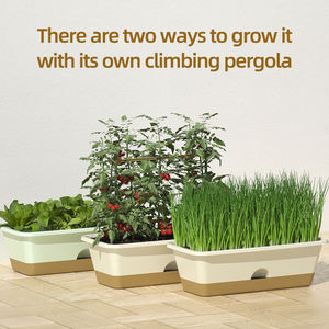 Pot de fleurs rectangulaire long en plastique PP pour rebord de fenêtre, balcon de jardin avec plateau - Product Image 3