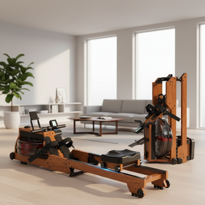 Rameur à eau pour usage domestique, en bois, pliable, écologique, avec moniteur dédié, application, grand réservoir d'eau, 8 niveaux de résistance, 200 kg - Product Image 1