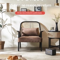 Chaise de loisirs double trois places en rotin de style chinois avec dossier haut rembourré pour salle à manger