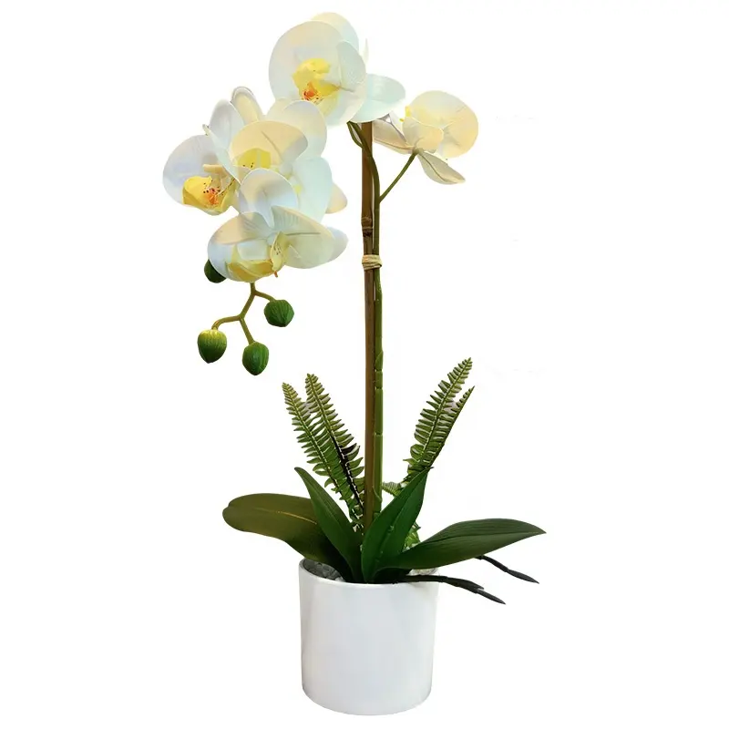 Hot Seller Real Touch Kunstmatige Orchidee Bloemen Voor Huisdecoratie Pot Cultuur Dec. Kunstbloemen In Decoratieve Potten