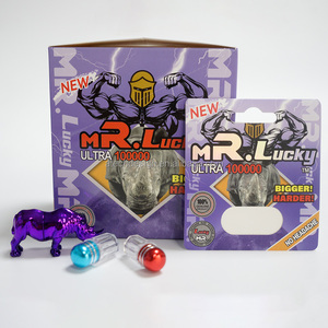 Emballage en papier personnalisé Rhino Mr.Lucky 100000 pour pilules d'amélioration masculine avec gaufrage 3D et design recyclable - Product Image 3