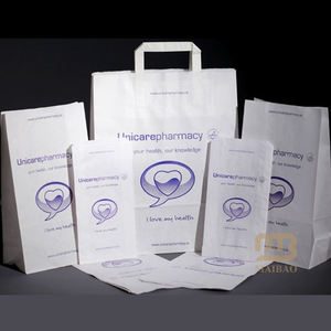 Sacs en papier kraft artisanal blanc à impression personnalisée pour les médicaments pour animaux de compagnie en hôpital vétérinaire emballage de produits de santé en <span class=keywords><strong>pharmacie</strong></span> vétérinaire - Product Image 5